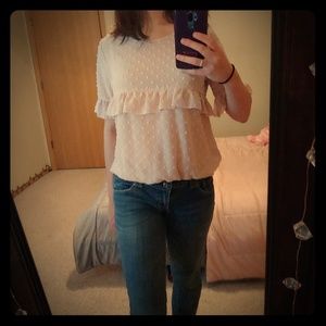 Sheer Pink polta dot Top